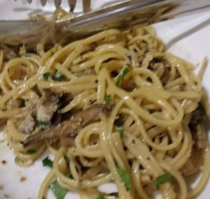 THE MUSHROOM PASTA OR WHATEVER ITS CALLED
